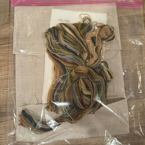 Vintage Pink Floral Crewel Embroidery Cross Stitch Kit by Cathy Needlecraft - Picture 3 of 3